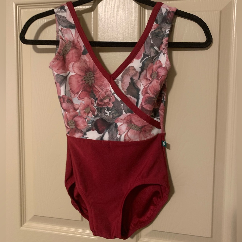LuckyLeo Red Flowery Leotard